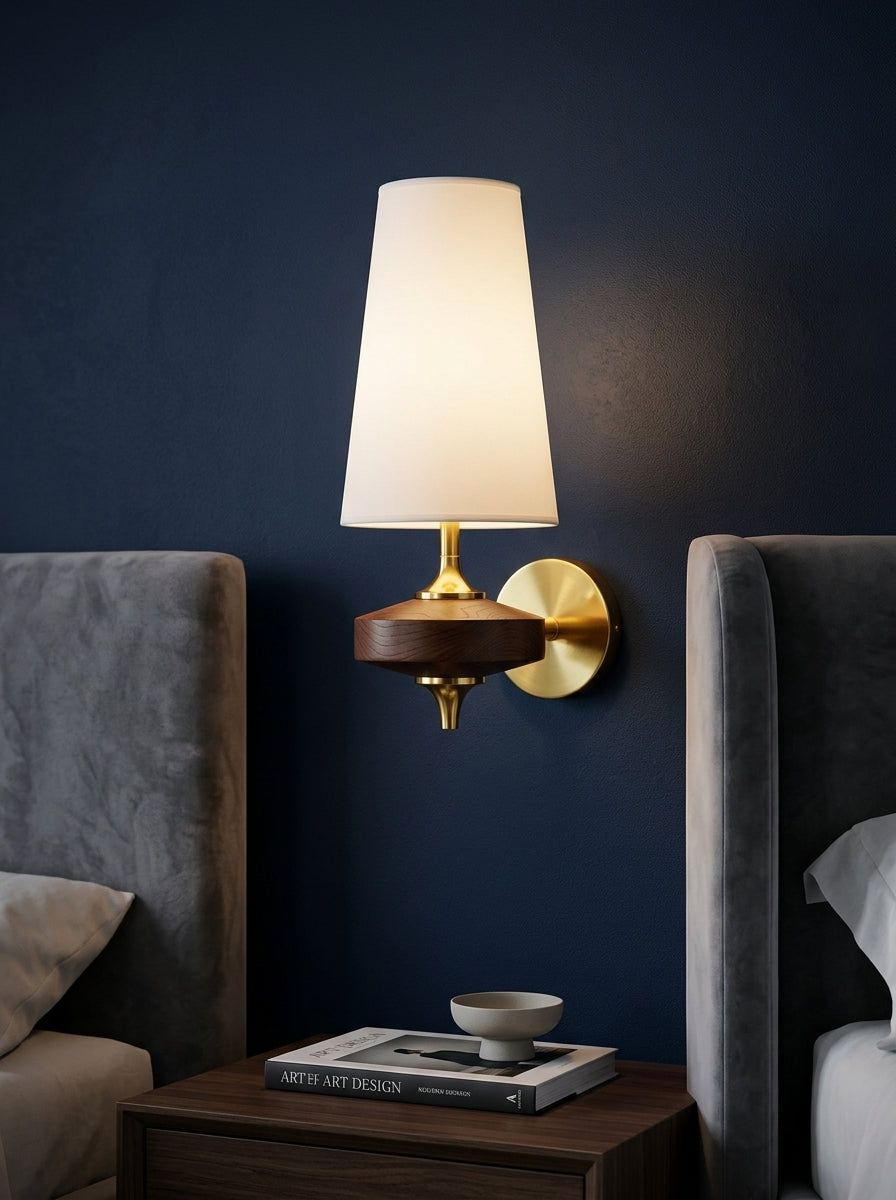 Camille — French Fabric & Walnut Wall Lamp