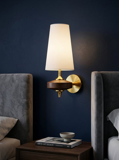 Camille — French Fabric & Walnut Wall Lamp