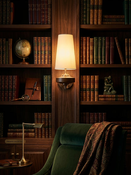 Camille — French Fabric & Walnut Wall Lamp