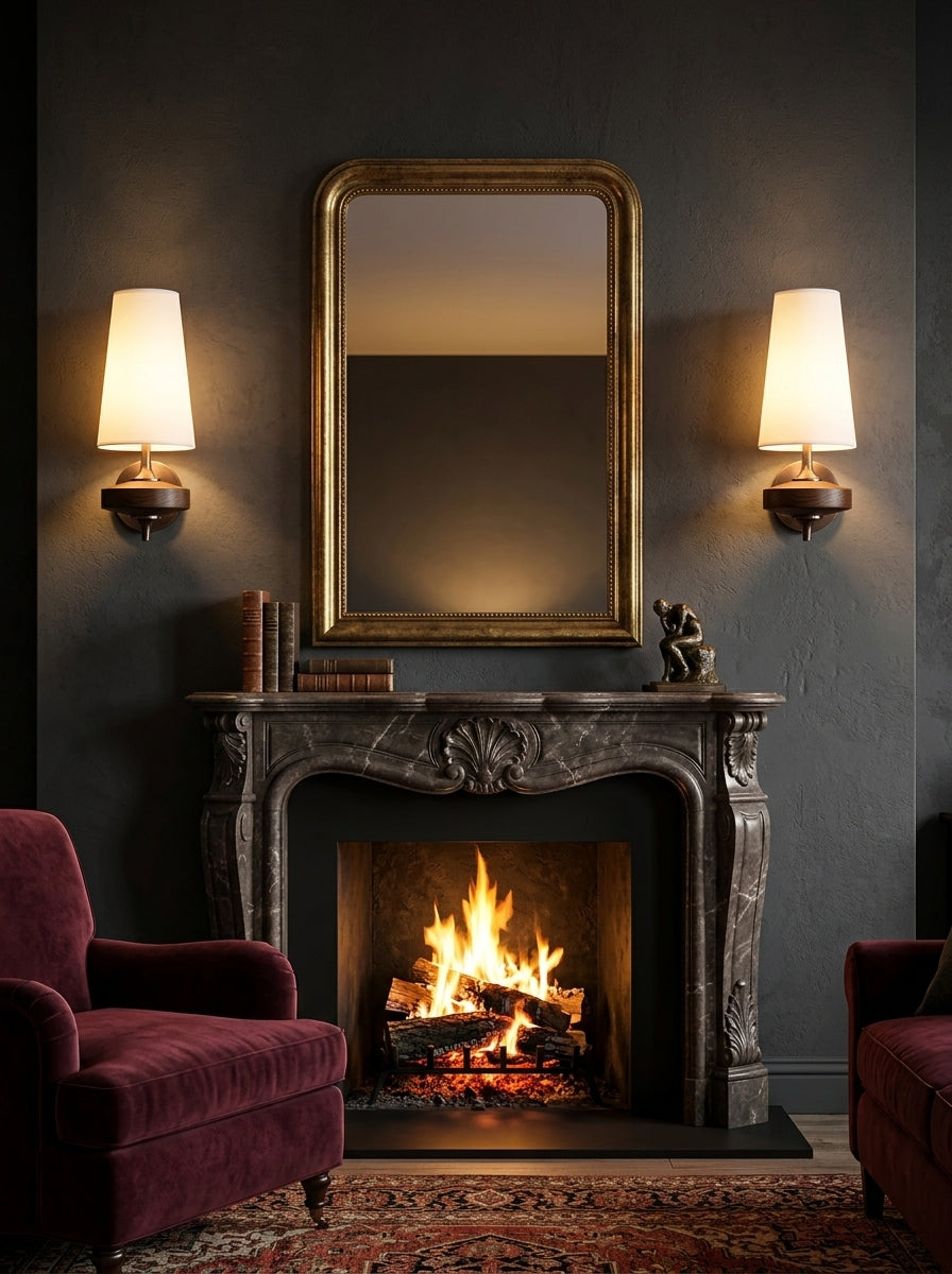 Camille — French Fabric & Walnut Wall Lamp