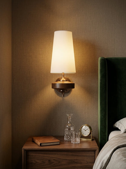 Camille — French Fabric & Walnut Wall Lamp