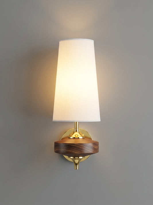 Camille — French Fabric & Walnut Wall Lamp