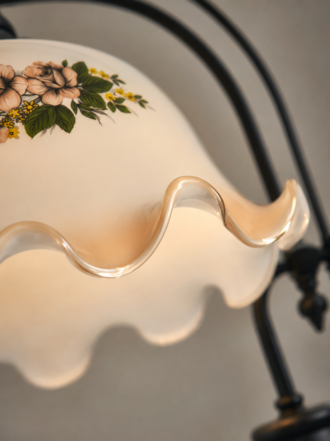 Hollis — Vintage Wood & Art Glass Floor Lamp