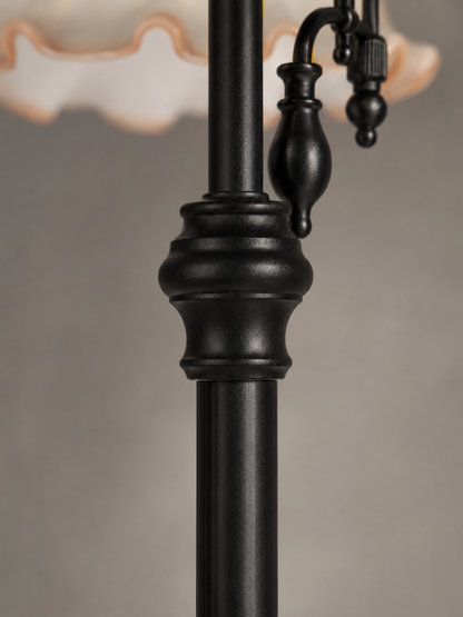 Hollis — Vintage Wood & Art Glass Floor Lamp