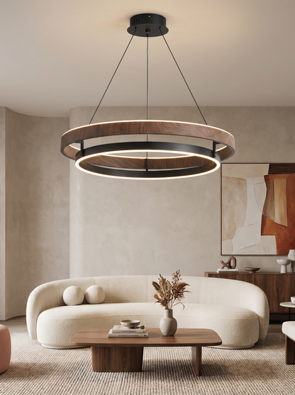 Verona — Walnut & Metal LED Chandelier