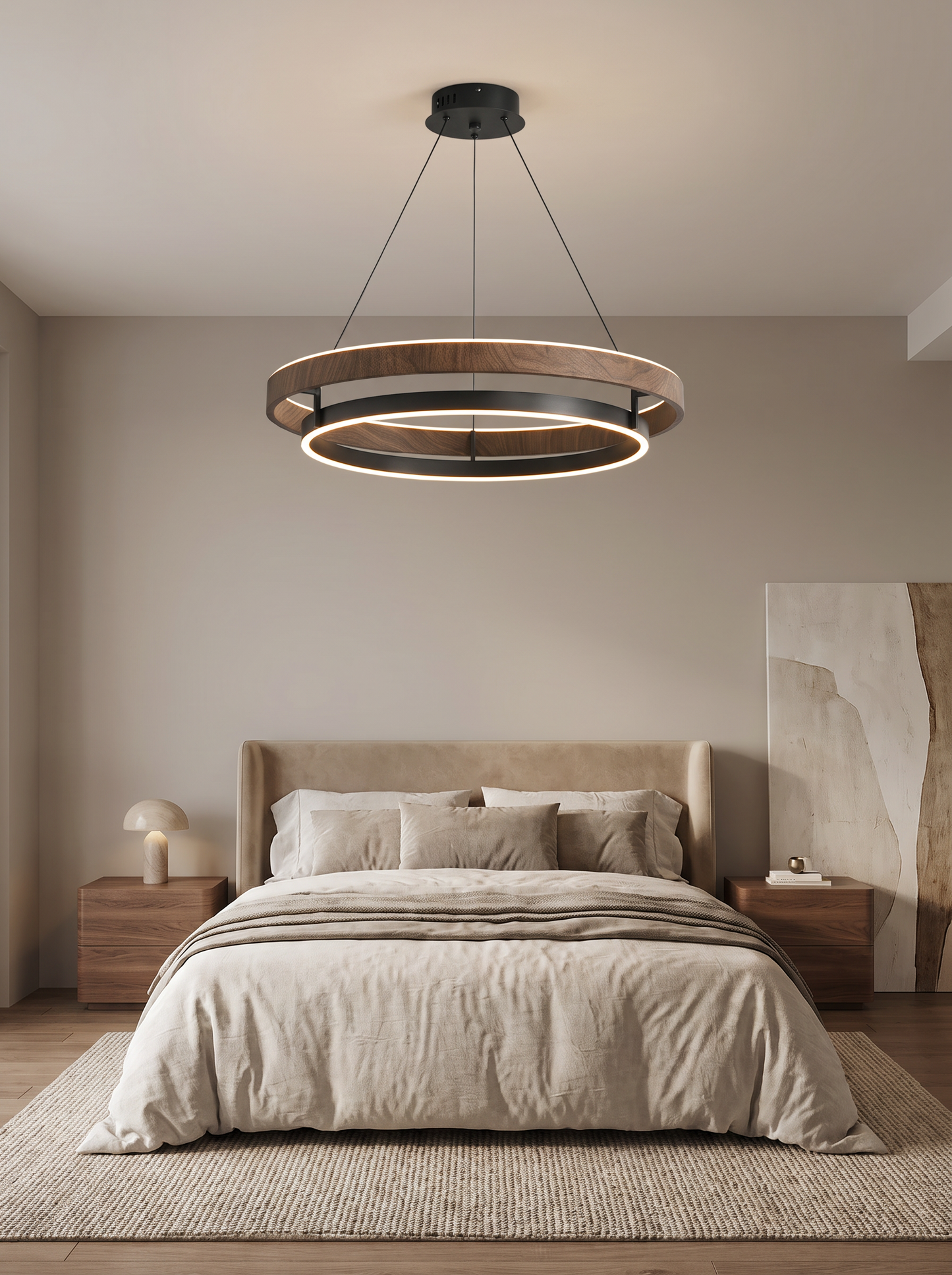 Verona — Walnut & Metal LED Chandelier