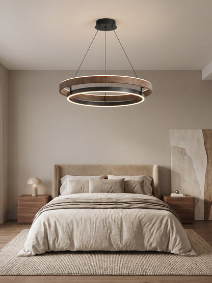 Verona — Walnut & Metal LED Chandelier