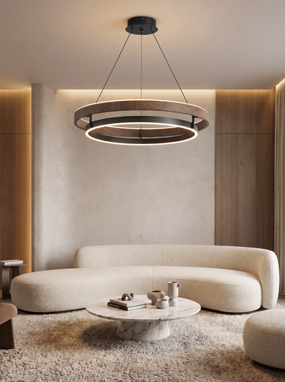 Verona — Walnut & Metal LED Chandelier