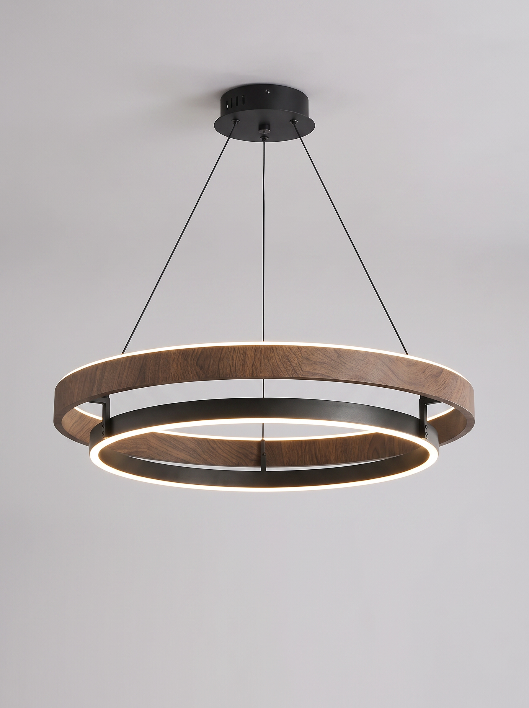 Verona — Walnut & Metal LED Chandelier