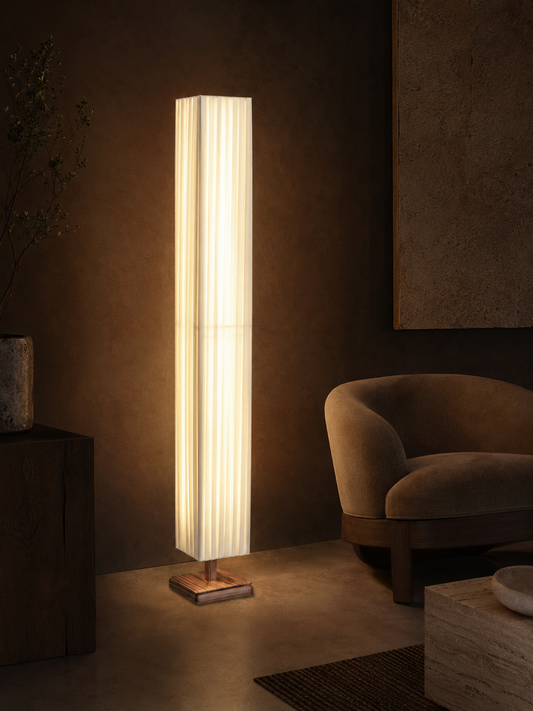 Kioto — Wabi-Sabi Wood & Fabric Floor Lamp