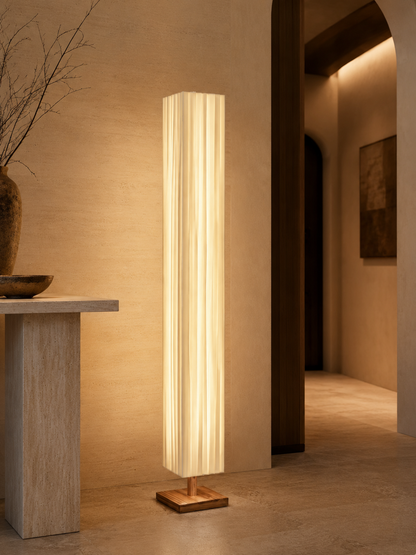 Kioto — Wabi-Sabi Wood & Fabric Floor Lamp