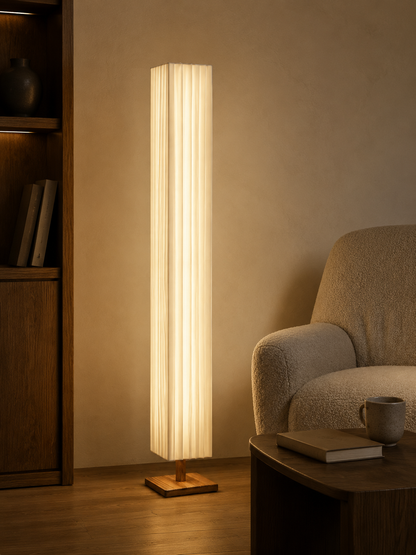 Kioto — Wabi-Sabi Wood & Fabric Floor Lamp