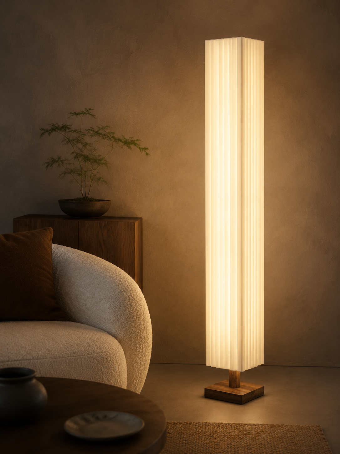 Kioto — Wabi-Sabi Wood & Fabric Floor Lamp