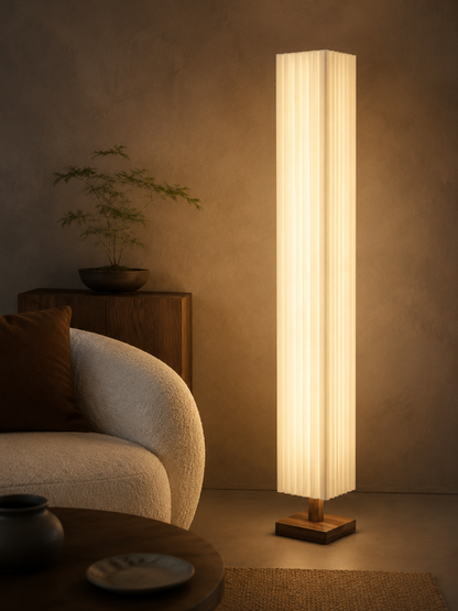 Kioto — Wabi-Sabi Wood & Fabric Floor Lamp