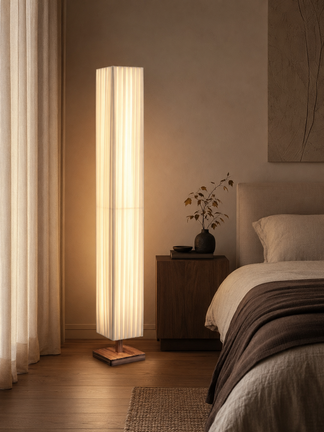 Kioto — Wabi-Sabi Wood & Fabric Floor Lamp