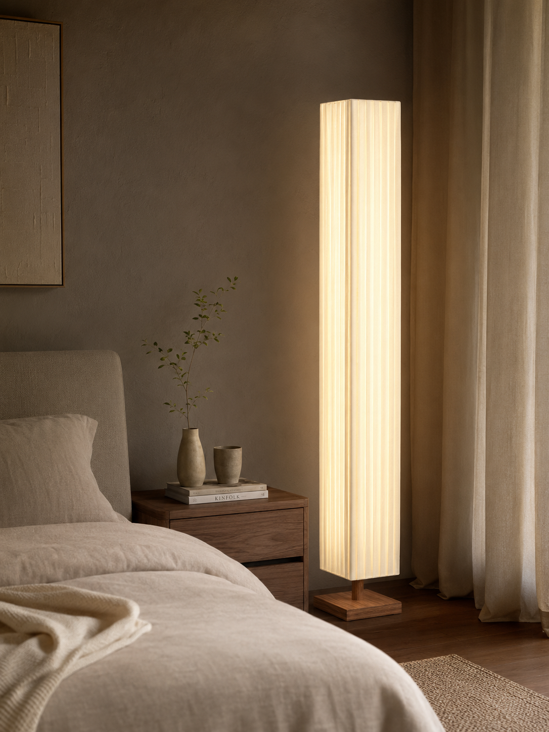 Kioto — Wabi-Sabi Wood & Fabric Floor Lamp