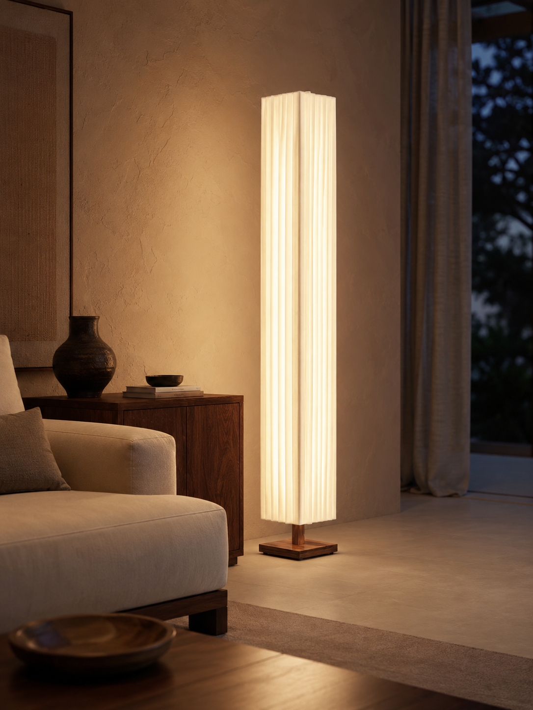 Kioto — Wabi-Sabi Wood & Fabric Floor Lamp