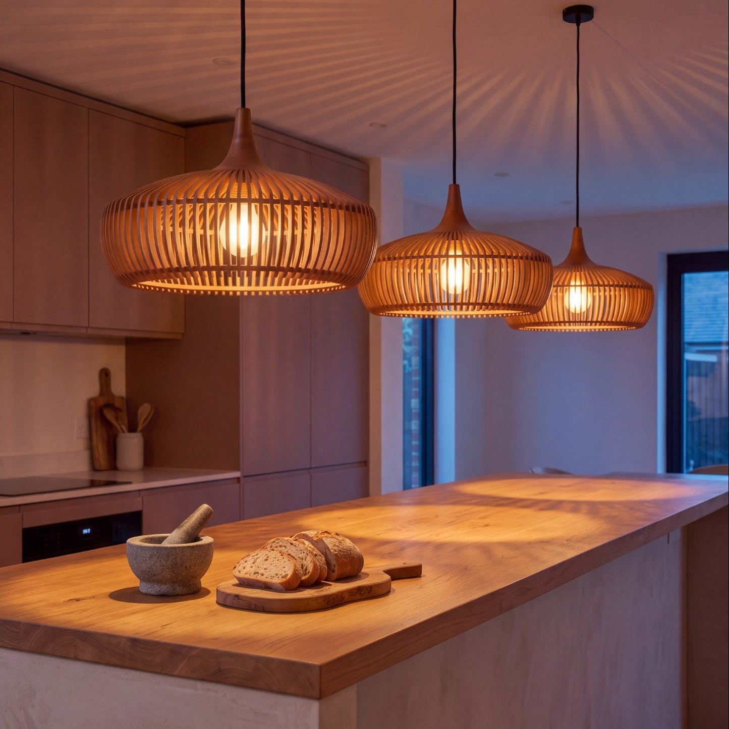 Nara — Wabi-Sabi Hollowed Wood Pendant Light
